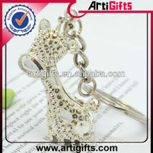 Rhinestone metal giraffe keychain best seller
